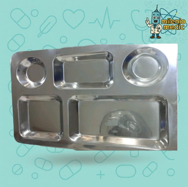 BANDEJA DE COMIDA 5 DIVISIONES ACERO IMPORTADO