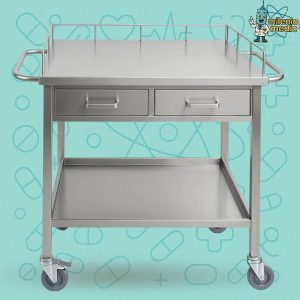 COCHE DE ACERO QUIRURGICO 2 CAJONES 90 x 45 X 85 CM